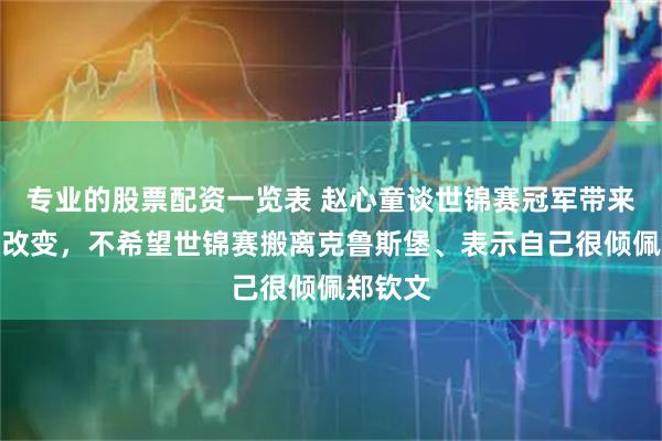 专业的股票配资一览表 赵心童谈世锦赛冠军带来的有趣改变，不希望世锦赛搬离克鲁斯堡、表示自己很倾佩郑钦文