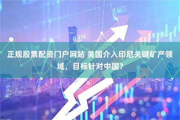 正规股票配资门户网站 美国介入印尼关键矿产领域，目标针对中国？